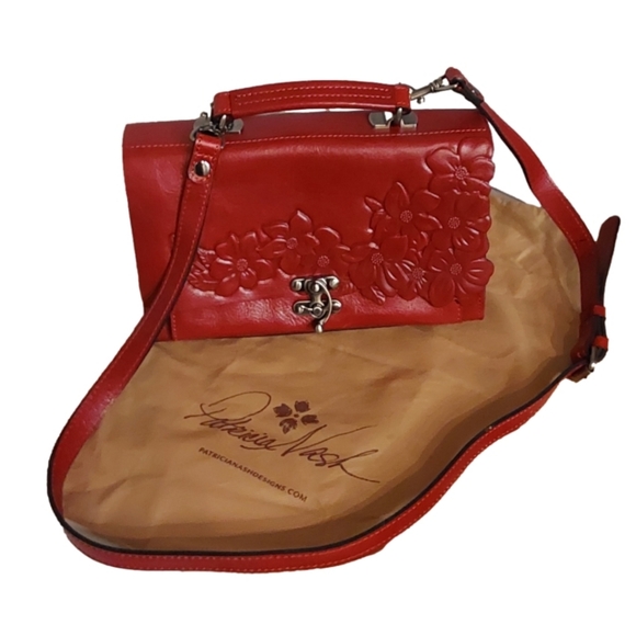 PATRICIA NASH HAND TOOLED LEATHER RED OX MEDIUM CROSSBODY BAG - Picture 3 of 12